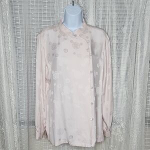 Elegant Saks Fifth Avenue 100% silk Brocade Light Pink Blouse Sz12